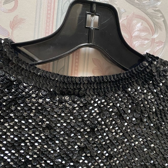VTG 1950’S SHIMMERING Sequin Cardigan Sweater Small MED BLACK Embellished - Picture 10 of 15
